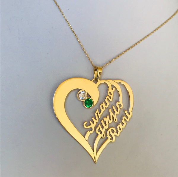 Personalised heart with 3 names