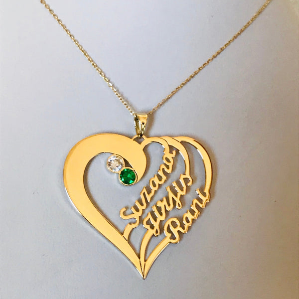 Personalised heart with 3 names