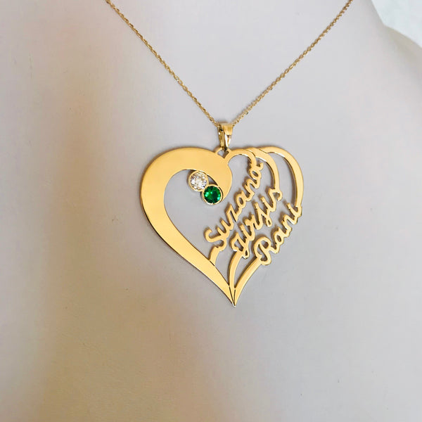 Personalised heart with 3 names