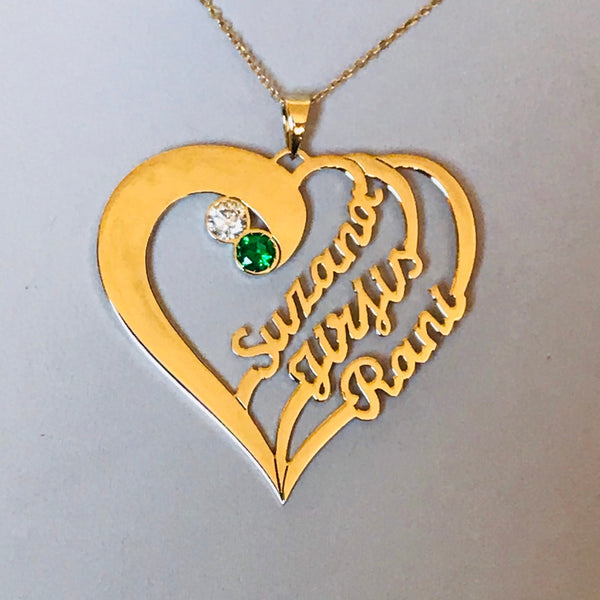 Personalised heart with 3 names