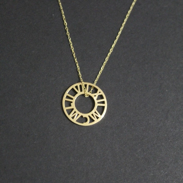 Custom Roman Numerals Necklace – Round Design