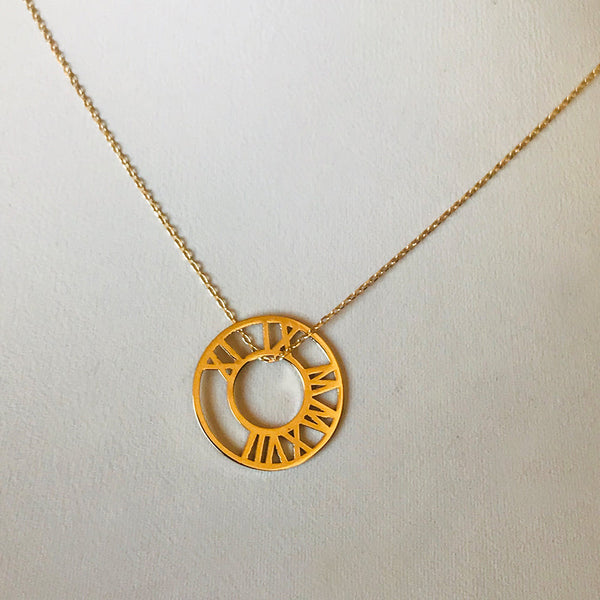 Custom Roman Numerals Necklace – Round Design