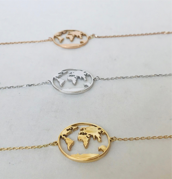 Globe World map bracelet