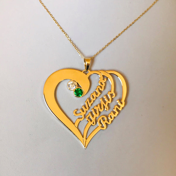 Personalised heart with 3 names