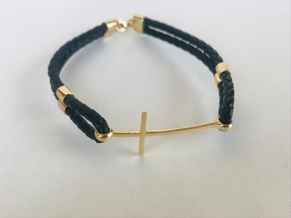 Cross leather bracelet