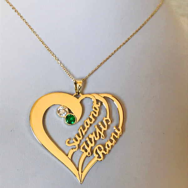 Personalised heart with 3 names