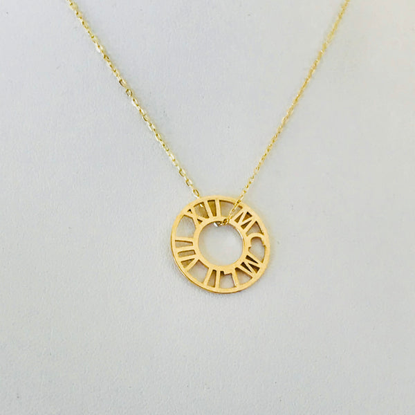 Custom Roman Numerals Necklace – Round Design