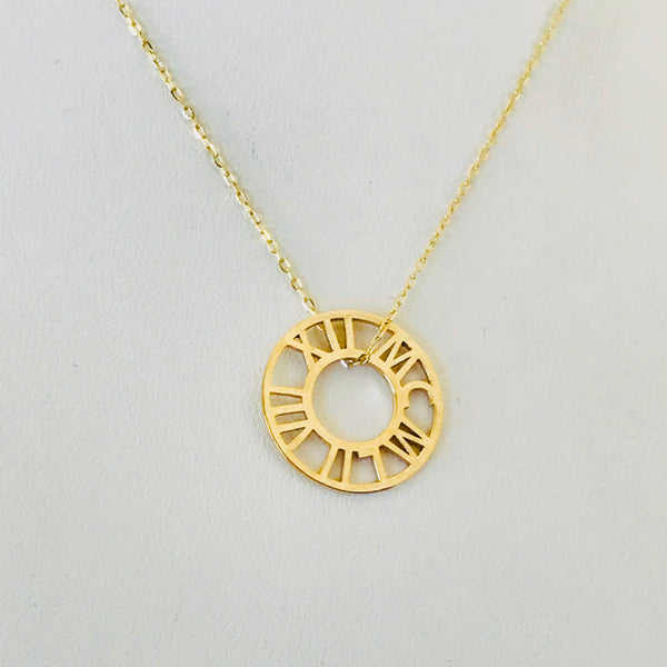 Custom Roman Numerals Necklace – Round Design