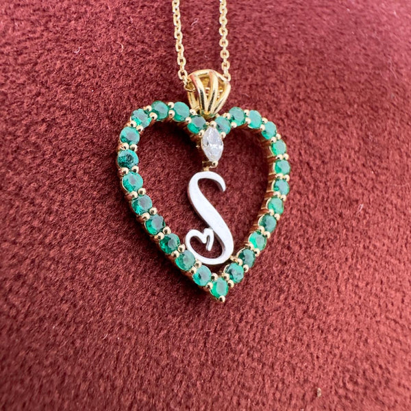 Emerald Heart with initials
