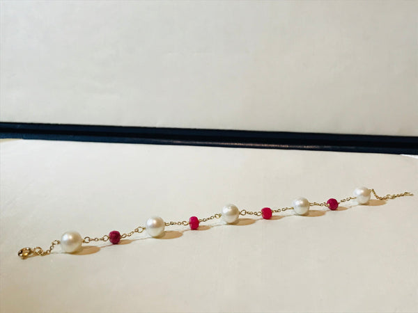 Pearl Bracelet with Rubies
