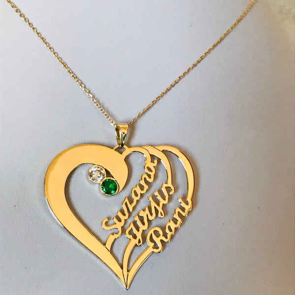 Personalised heart with 3 names