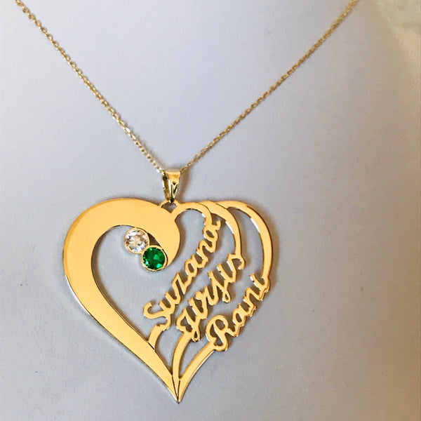 Personalised heart with 3 names