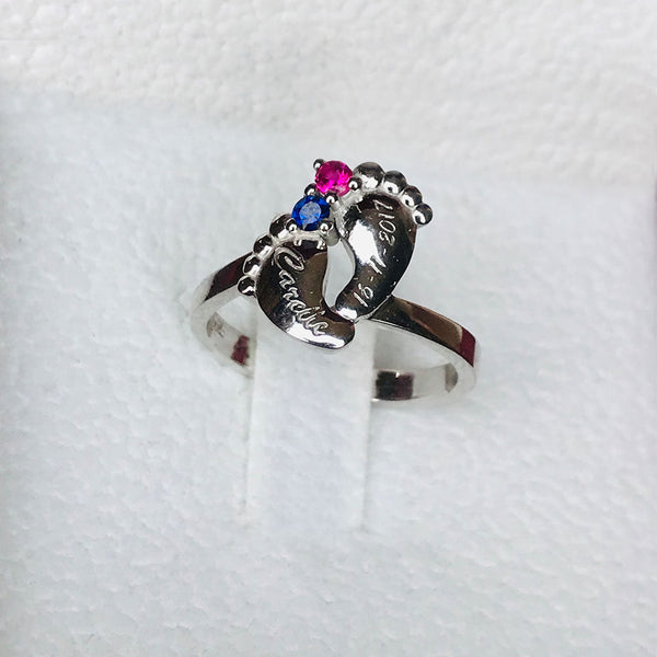 Baby Feet with Birthstone Ring