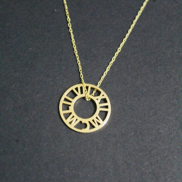 Custom Roman Numerals Necklace – Round Design