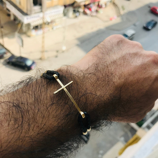 Cross leather bracelet