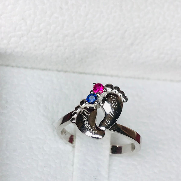 Baby Feet with Birthstone Ring