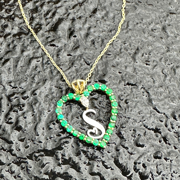 Emerald Heart with initials