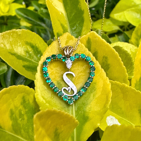Emerald Heart with initials