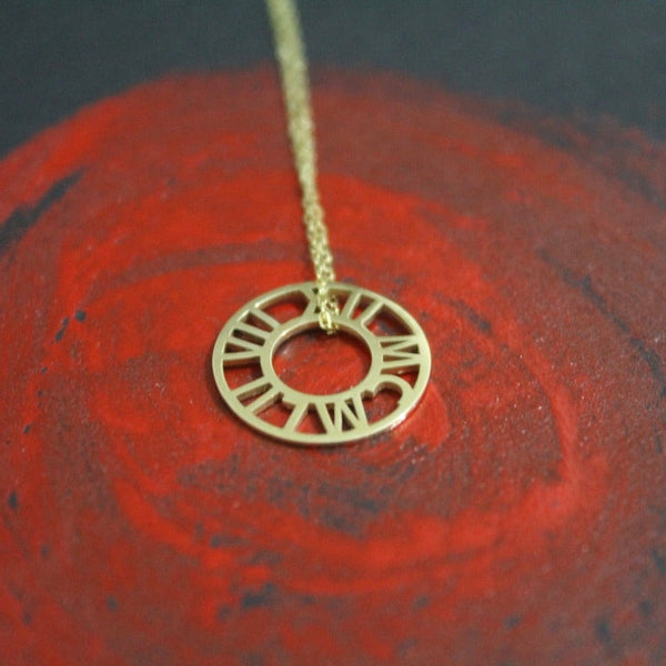 Custom Roman Numerals Necklace – Round Design