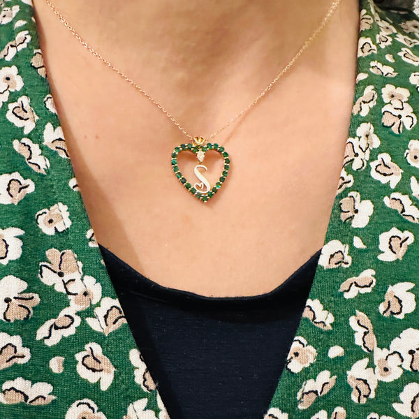 Emerald Heart with initials