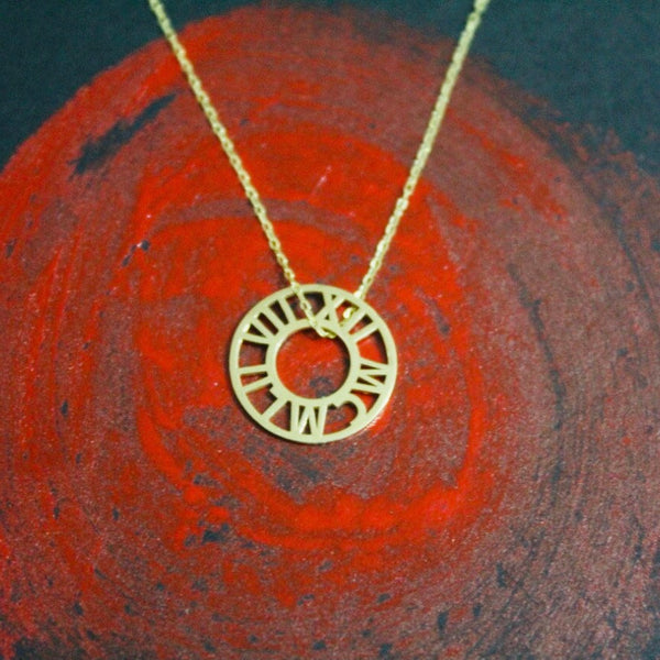 Custom Roman Numerals Necklace – Round Design
