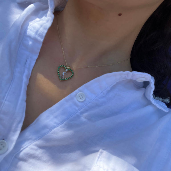 Emerald Heart with initials
