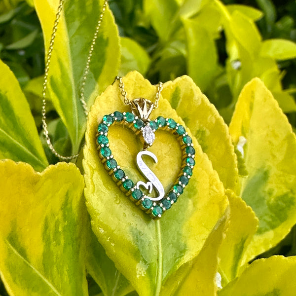 Emerald Heart with initials