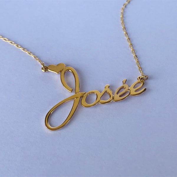 Name necklaces with heart accent