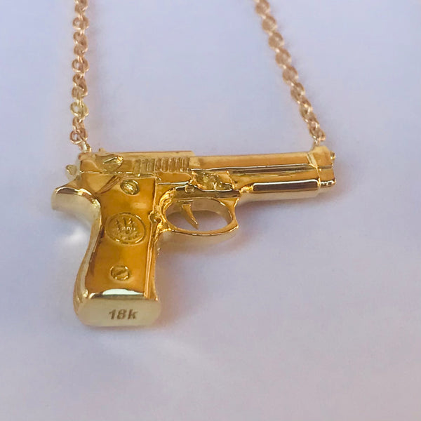 Gun Pendant Necklace – Small / White Diamonds