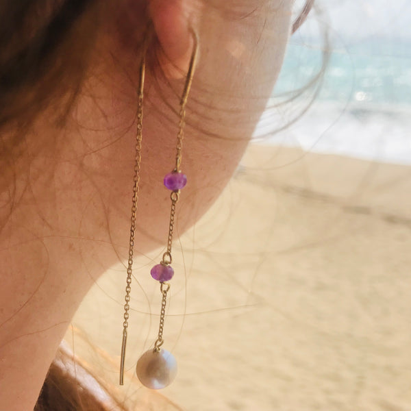 Violet Pearl Earrings