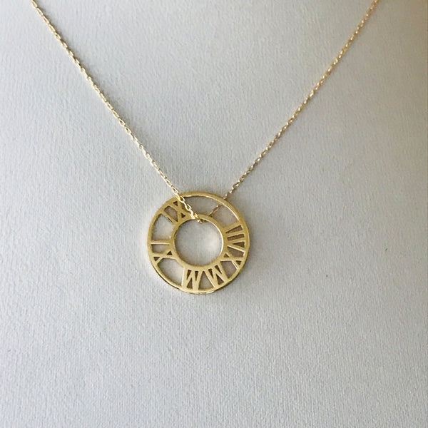 Custom Roman Numerals Necklace – Round Design