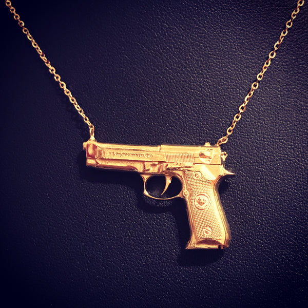 Gun Pendant Necklace – x large / Plain Finish
