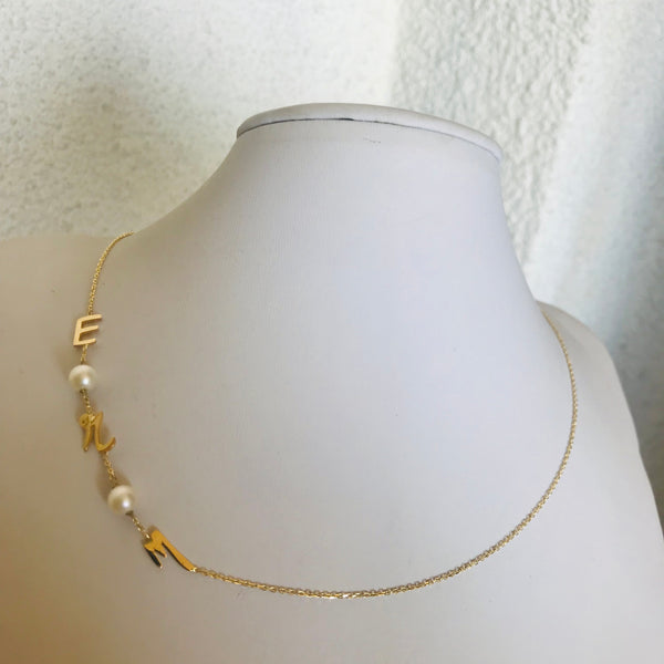 Initials with pearls