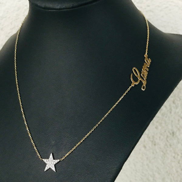 Star Name Necklace with Diamonds