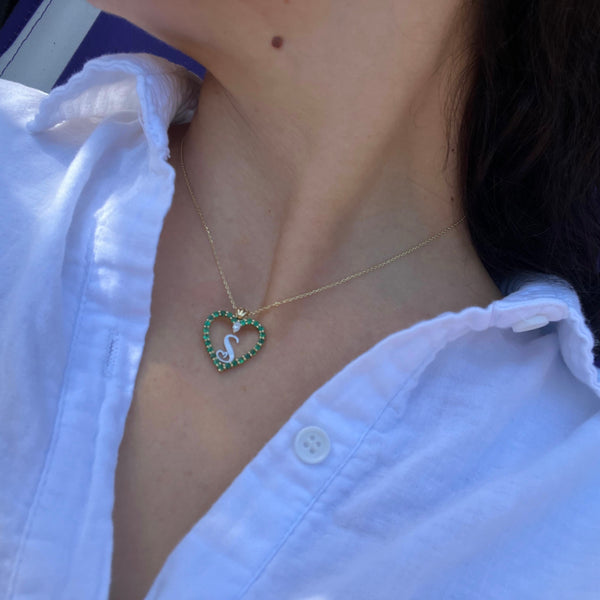 Emerald Heart with initials
