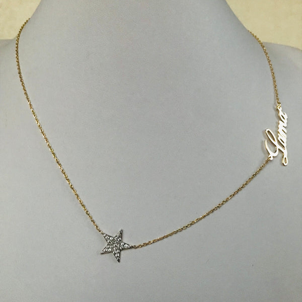 Star Name Necklace with Diamonds