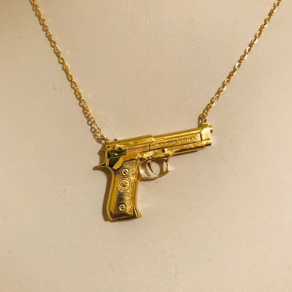 Gun Pendant Necklace – x large / Plain Finish