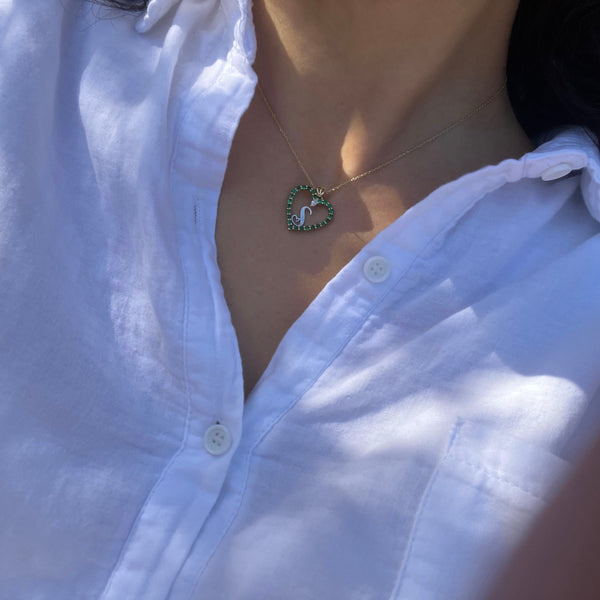 Emerald Heart with initials