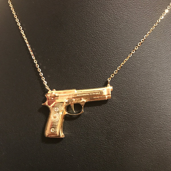 Gun Pendant Necklace – x large / Plain Finish