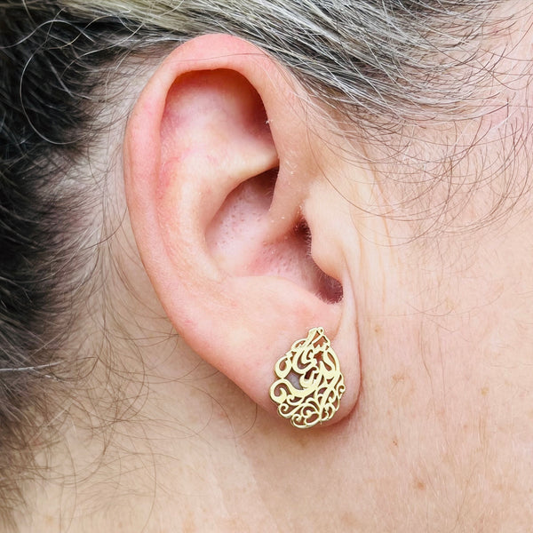 Tear shaped Arabic Calligraphy Earrings