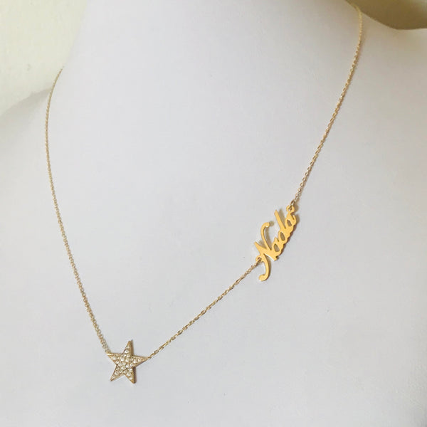 Star Name Necklace with Diamonds