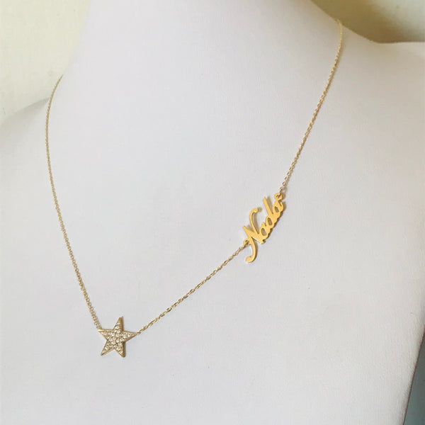 Star Name Necklace with Diamonds