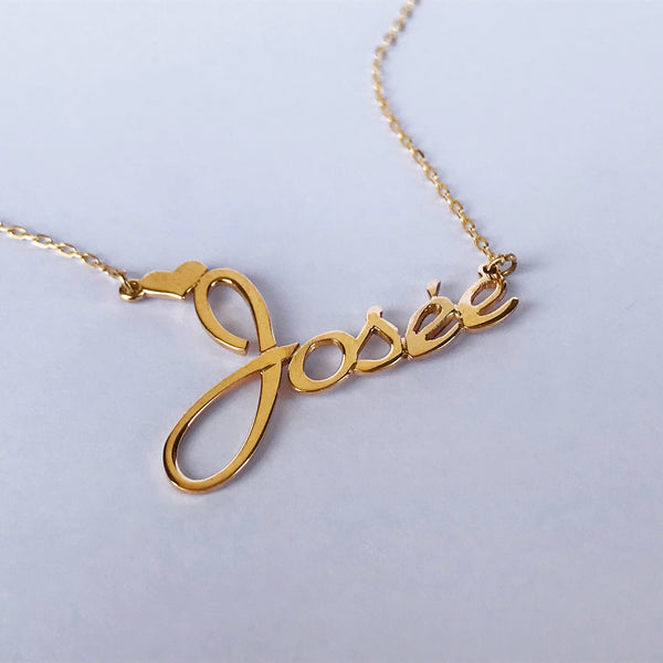 Name necklaces with heart accent