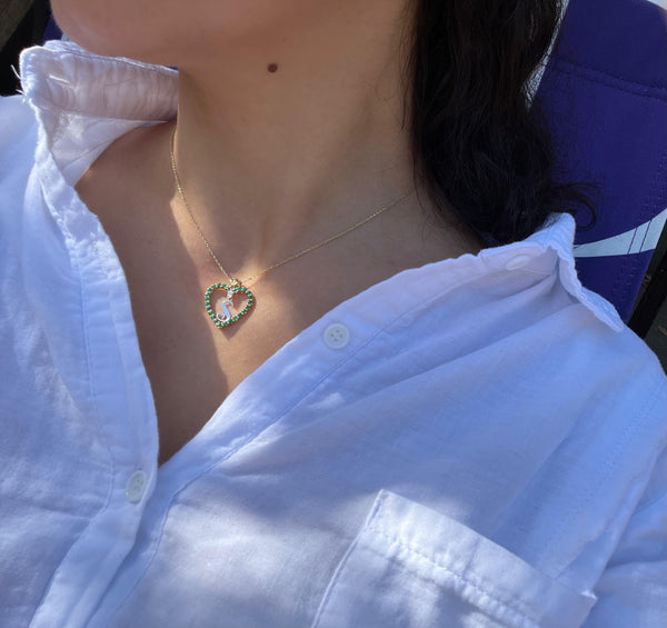 Emerald Heart with initials