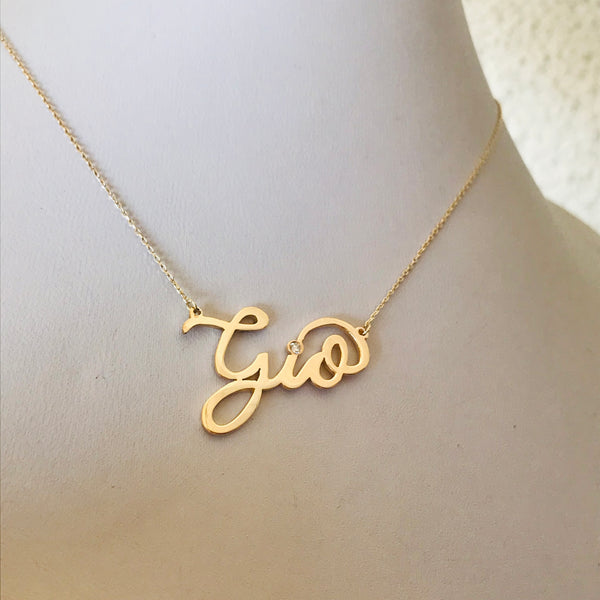 Name necklaces with  diamond on dots