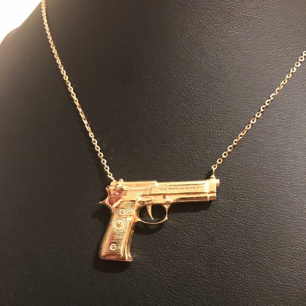 Gun Pendant Necklace – x large / Plain Finish