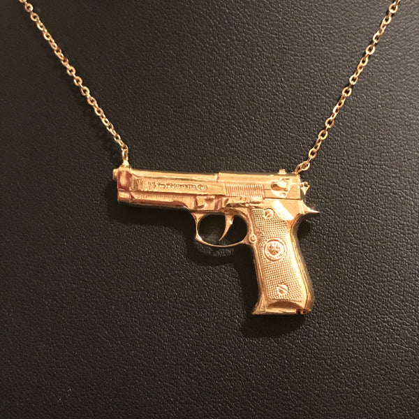 Gun Pendant Necklace – x large / Plain Finish