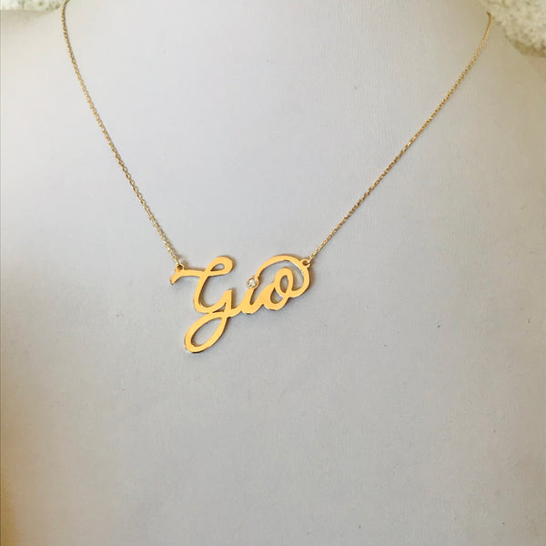 Name necklaces with  diamond on dots