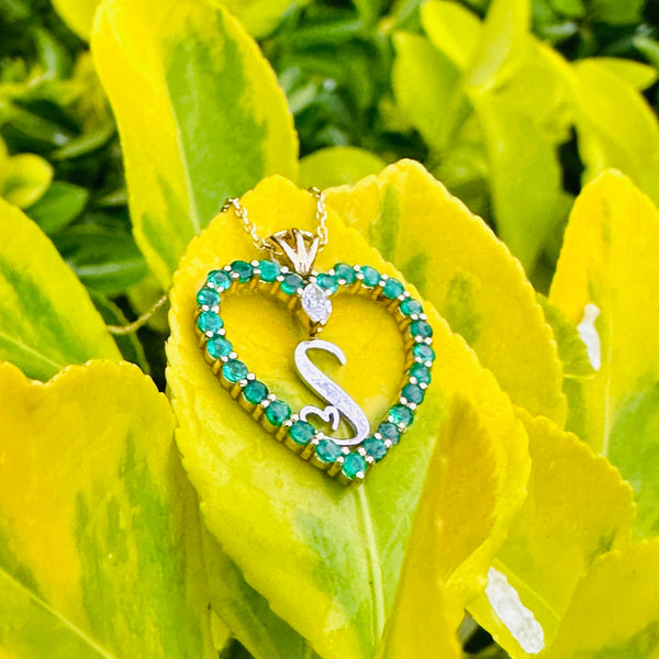 Emerald Heart with initials