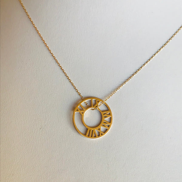Custom Roman Numerals Necklace – Round Design